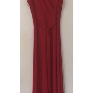 INC International Concepts Red Sleeveless Maxi Dress with Waist Tie